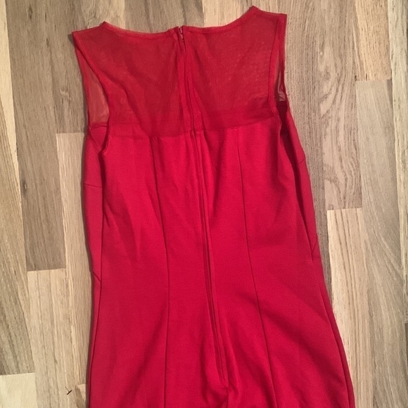 𝅺NWT Piphany Queens Sleeveless Dress with Mesh Top Solid Red Women’s XS - Picture 7 of 12
